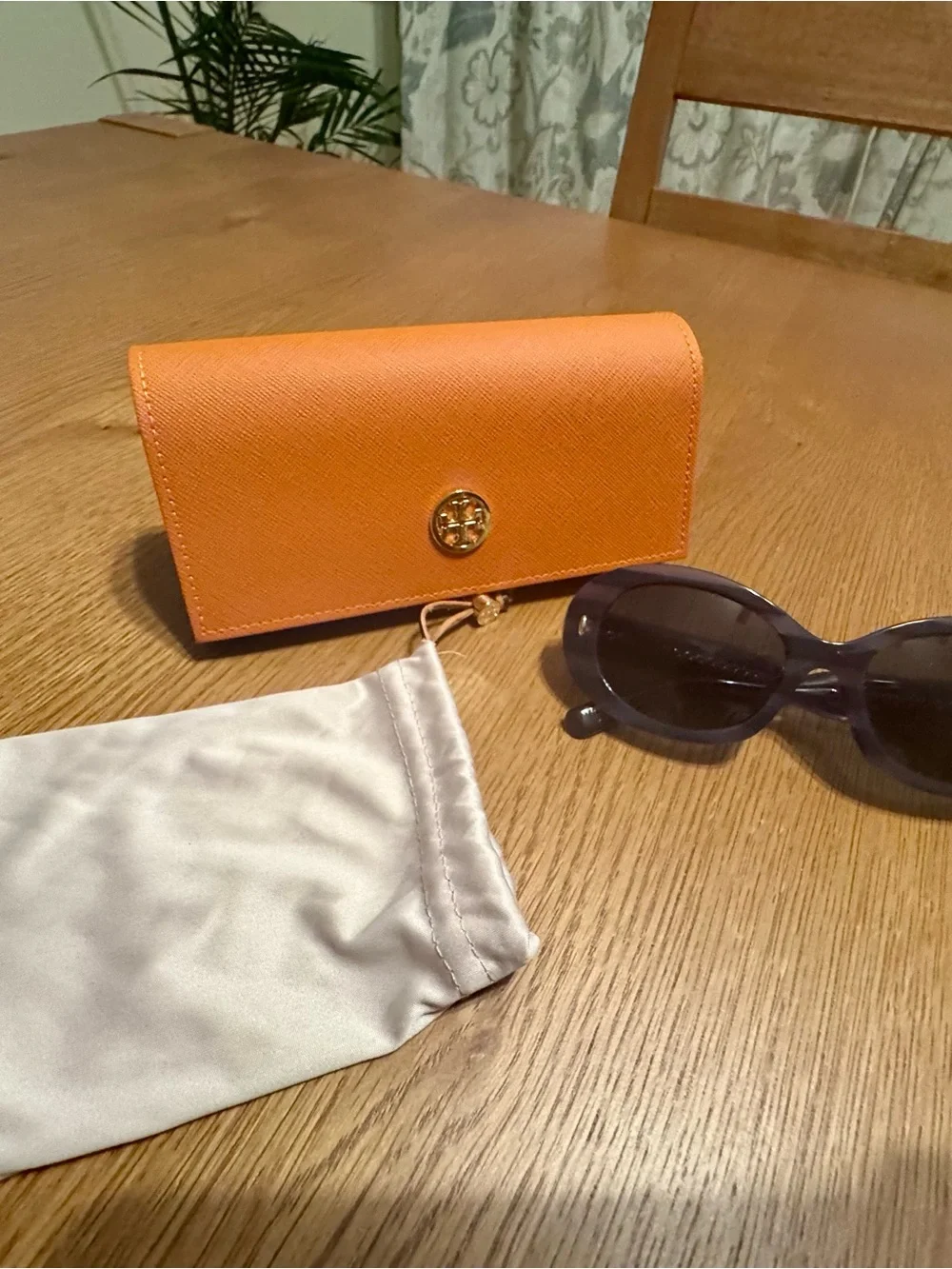 🆕 Tory Burch Translucent Gray Sunglasses with Dark Blue Lenses